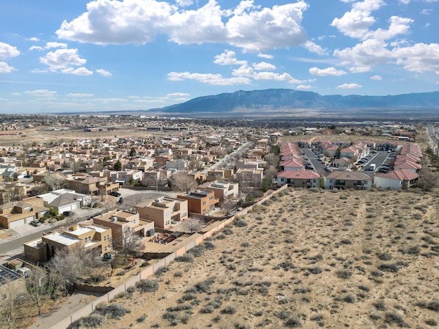 bird's eye view with a mountain view