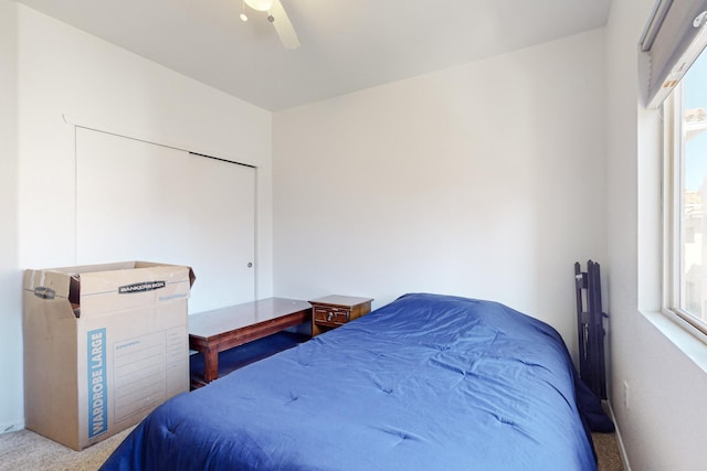 bedroom with carpet and ceiling fan