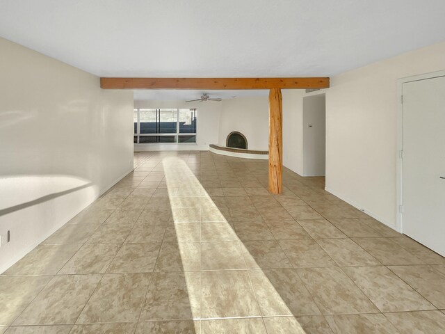 interior space featuring ceiling fan