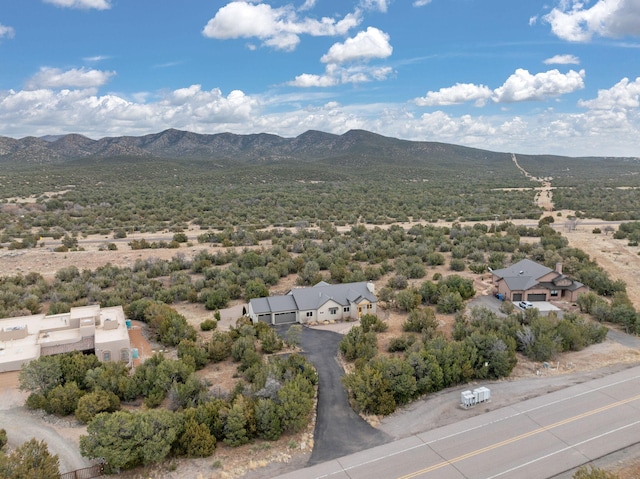 drone / aerial view with a residential view and a mountain view