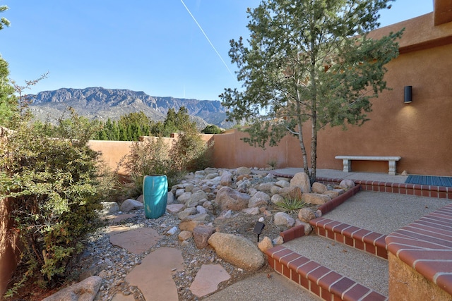 view of yard featuring a mountain view