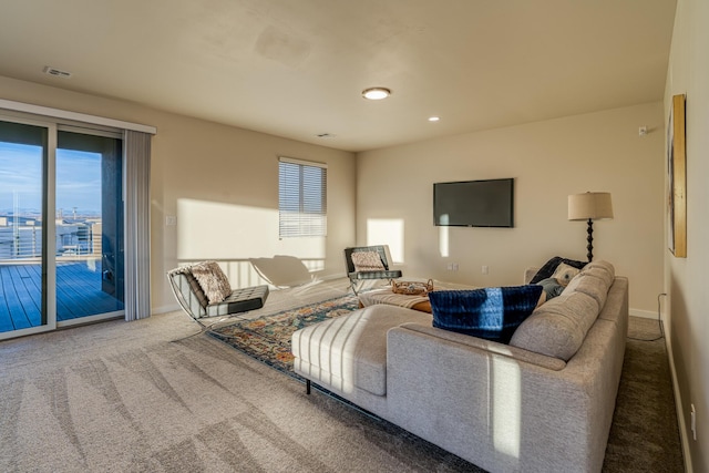 carpeted living room with plenty of natural light