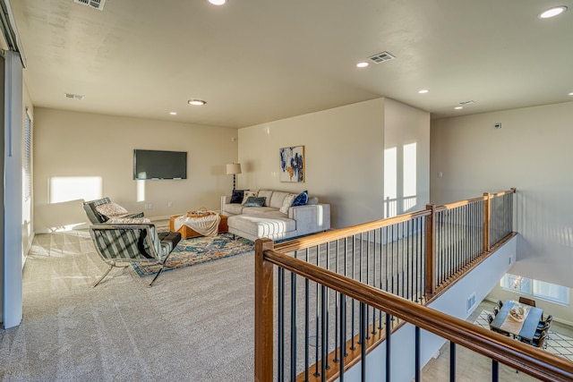 living room with carpet flooring