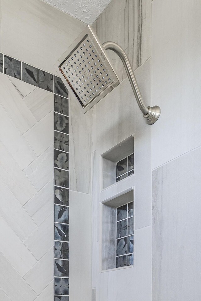 interior details with tiled shower