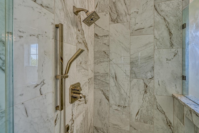 interior details with a shower stall