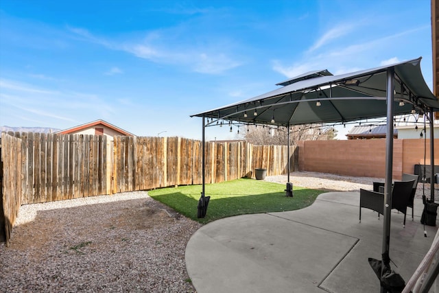 view of patio featuring a gazebo