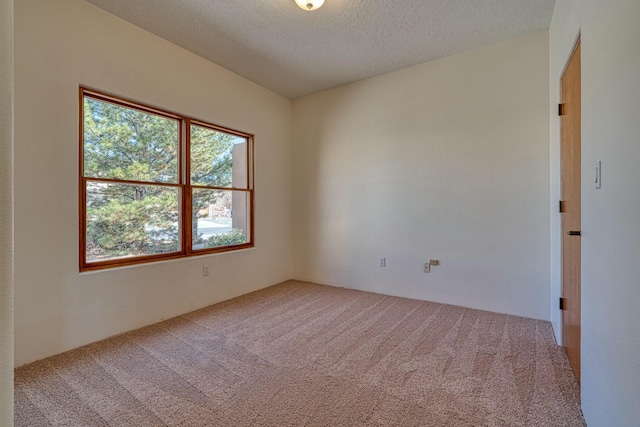 unfurnished room featuring carpet flooring and a textured ceiling