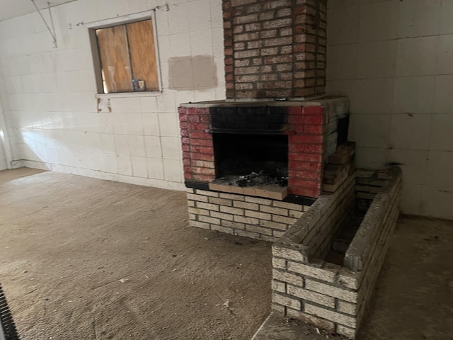 interior details with a fireplace