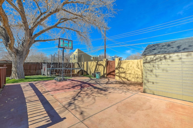 view of patio / terrace with a trampoline