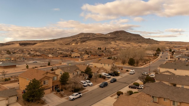 aerial view with a mountain view and a residential view