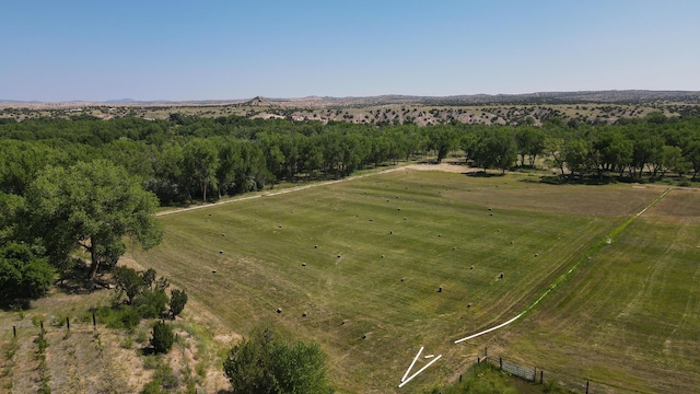 birds eye view of property with a rural view