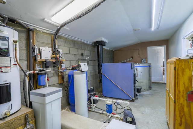 utility room with water heater