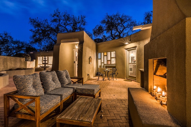 view of patio at twilight