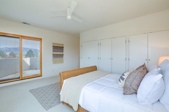5524 Poblanos Ct NW, Albuquerque, NM 87107 - bedroom featuring two closets, carpet floors, and ceiling fan