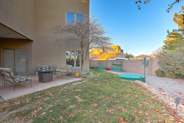 view of yard featuring a fenced backyard and a patio