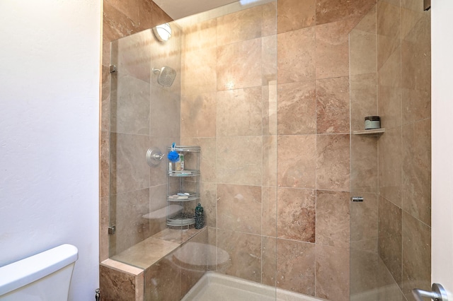 full bathroom with toilet and tiled shower