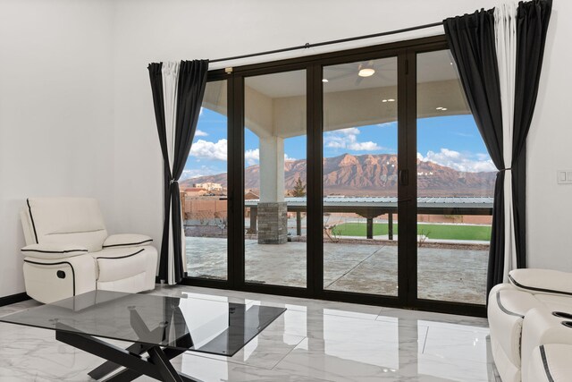 6316 La Paz Rd NE, Rio Rancho, NM 87144 - doorway featuring marble tiled flooring, french doors, a mountain view, and plenty of natural light