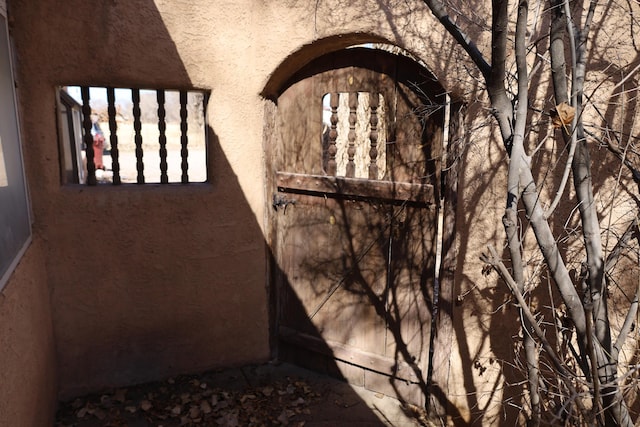 exterior space with stucco siding