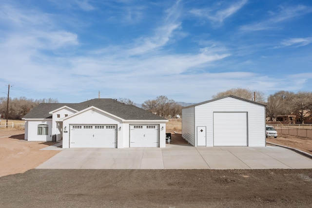 view of detached garage