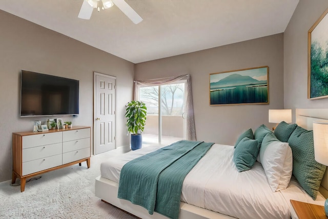 9801 Basha St NW, Albuquerque, NM 87114 - bedroom featuring a ceiling fan, access to exterior, and carpet floors