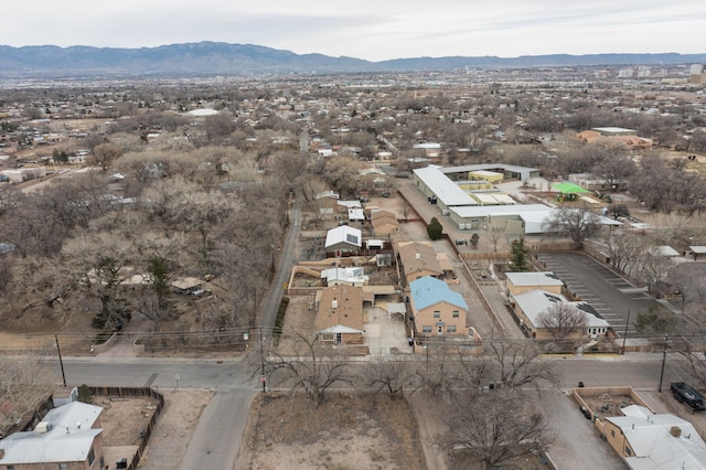 aerial view featuring a residential view and a mountain view