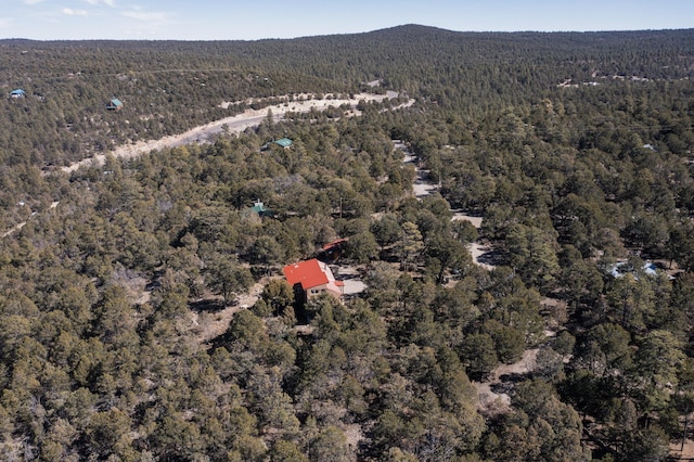 drone / aerial view featuring a view of trees