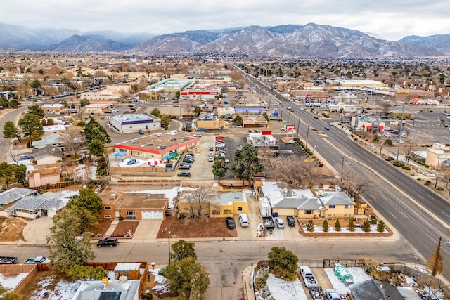 aerial view featuring a residential view and a mountain view