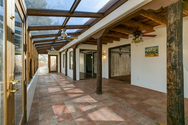 view of patio featuring a ceiling fan