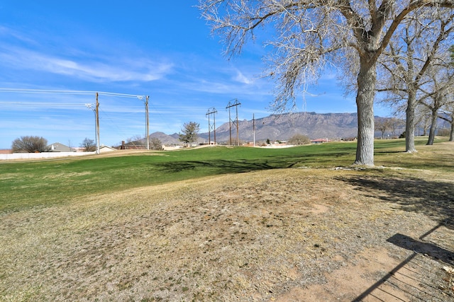 view of yard featuring a mountain view