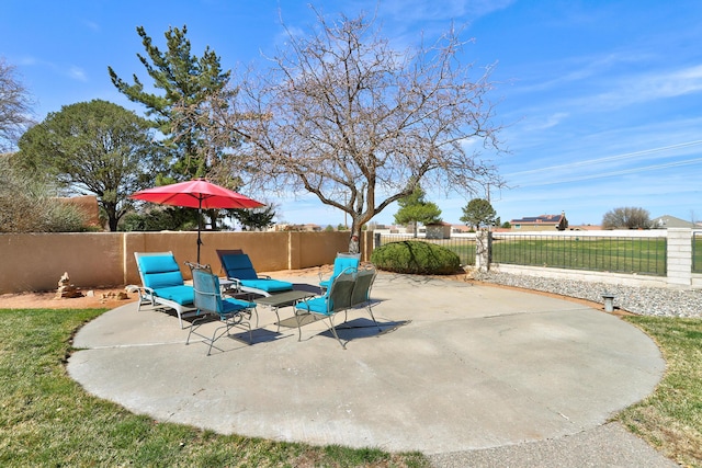 view of patio featuring a fenced backyard