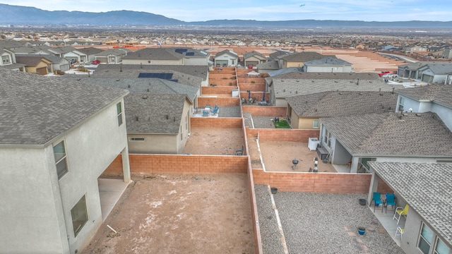 bird's eye view featuring a residential view and a mountain view