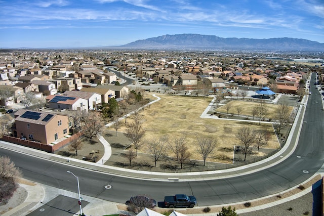 drone / aerial view with a mountain view and a residential view