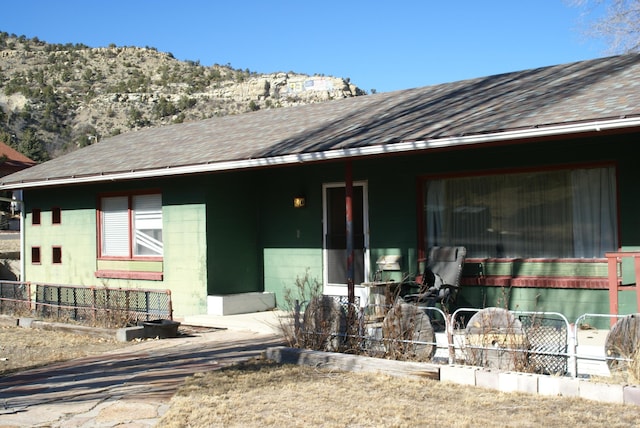 view of front of property with a shingled roof