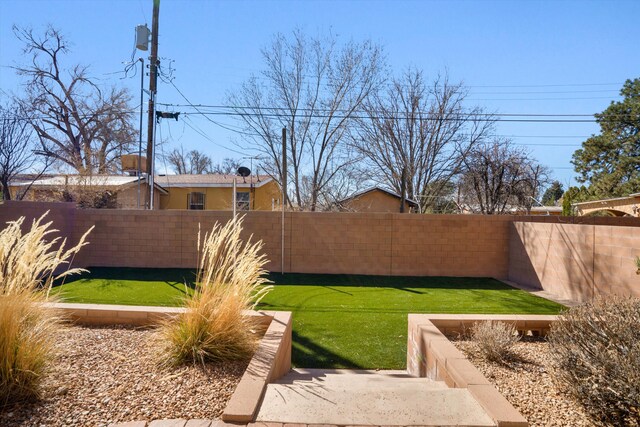 view of yard featuring a fenced backyard