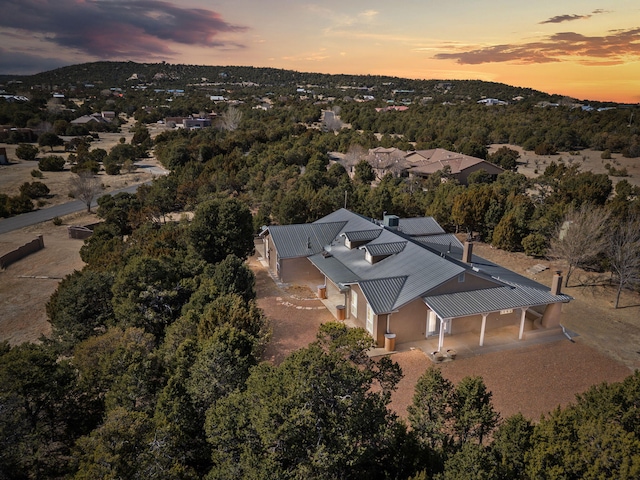 aerial view with a forest view