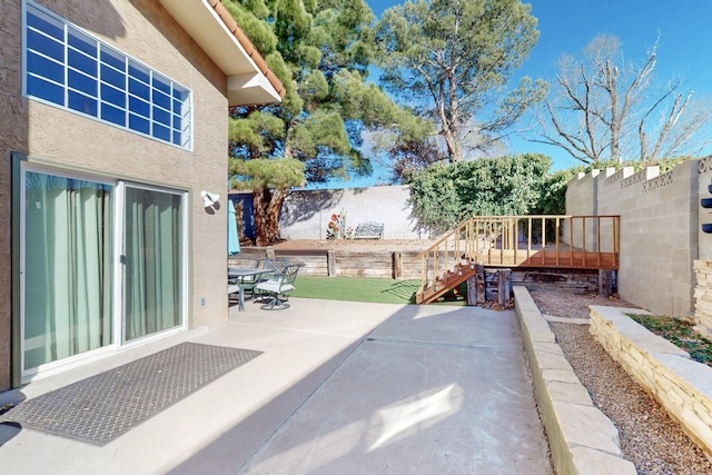 view of patio with a fenced backyard