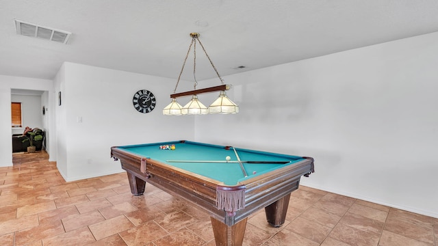 playroom featuring baseboards, visible vents, and pool table