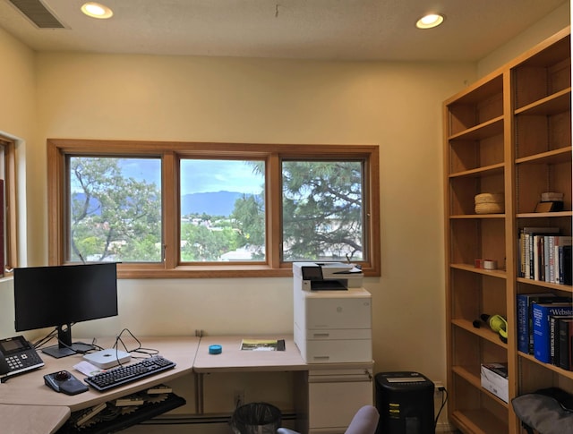 office space featuring visible vents and recessed lighting