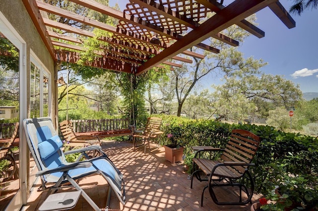 view of patio with a pergola