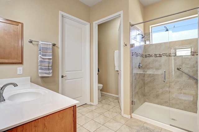 9316 Iron Creek Ln NW, Albuquerque, NM 87120 - full bathroom with a stall shower, vanity, and tile patterned flooring