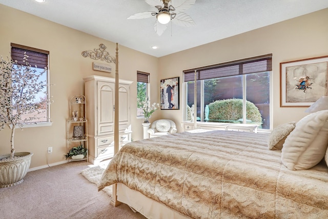 9316 Iron Creek Ln NW, Albuquerque, NM 87120 - bedroom featuring carpet floors, ceiling fan, and recessed lighting