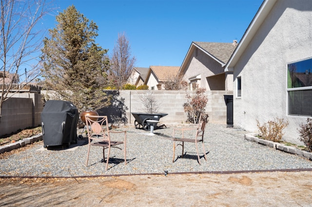 view of yard featuring a fenced backyard and a patio