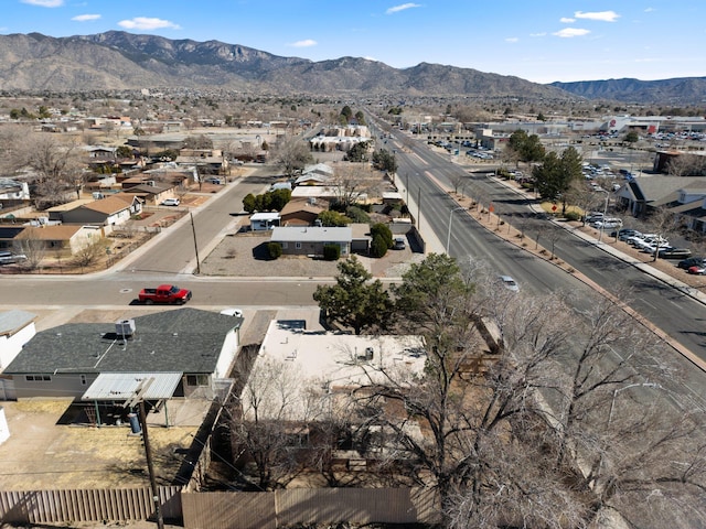 aerial view featuring a residential view and a mountain view