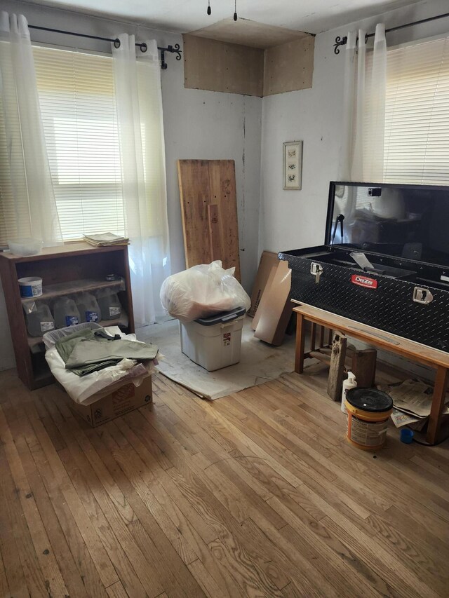 interior space with hardwood / wood-style floors