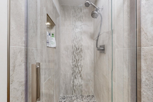 bathroom with a shower stall