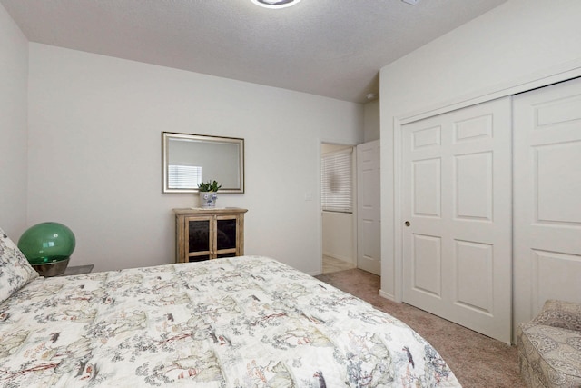 carpeted bedroom featuring a closet