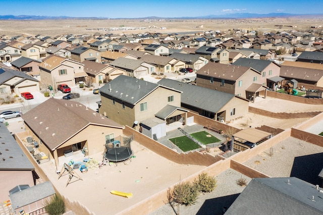 aerial view featuring a residential view and a mountain view