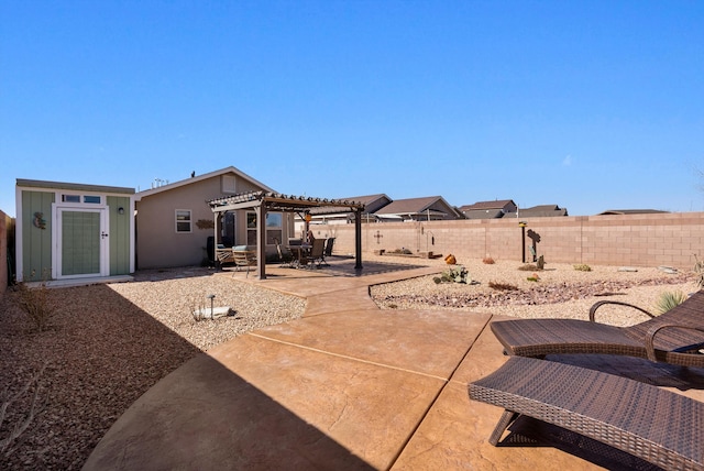 view of patio with a fenced backyard and a pergola