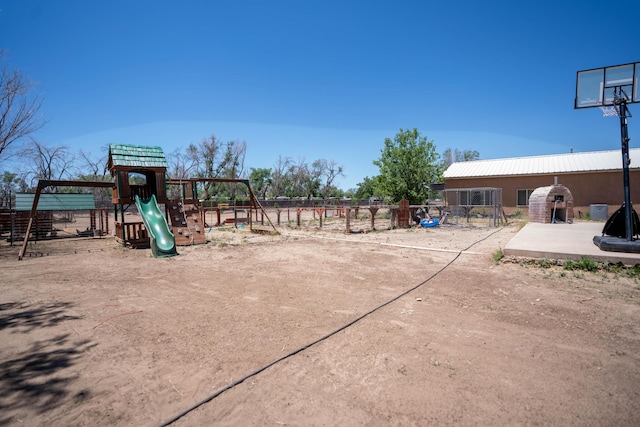 community play area with fence