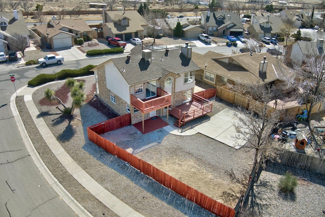 aerial view with a residential view